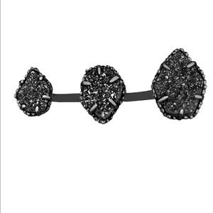 Kendra Scott Naomi Double Ring Black Druzy
